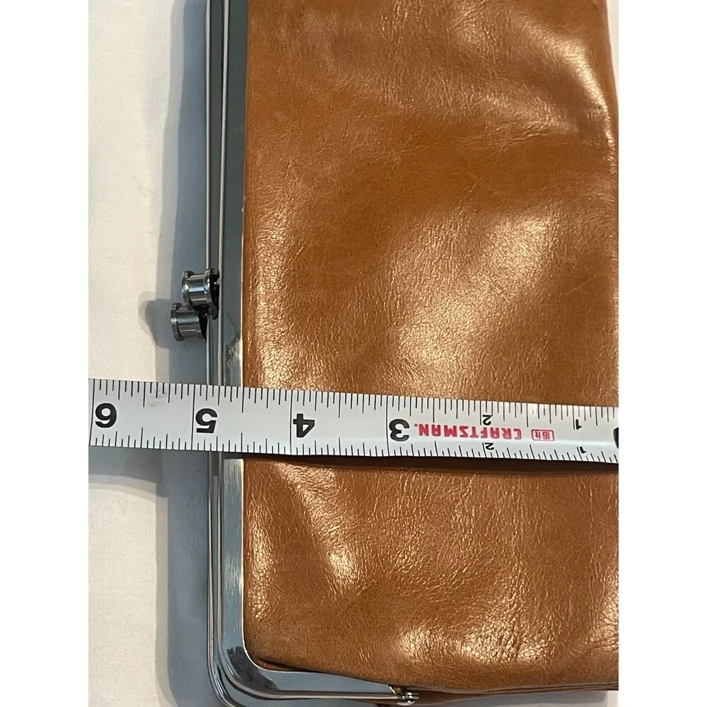 HOBO International Lauren Leather Double Kiss Locks Frame Clutch Wallet Vintage